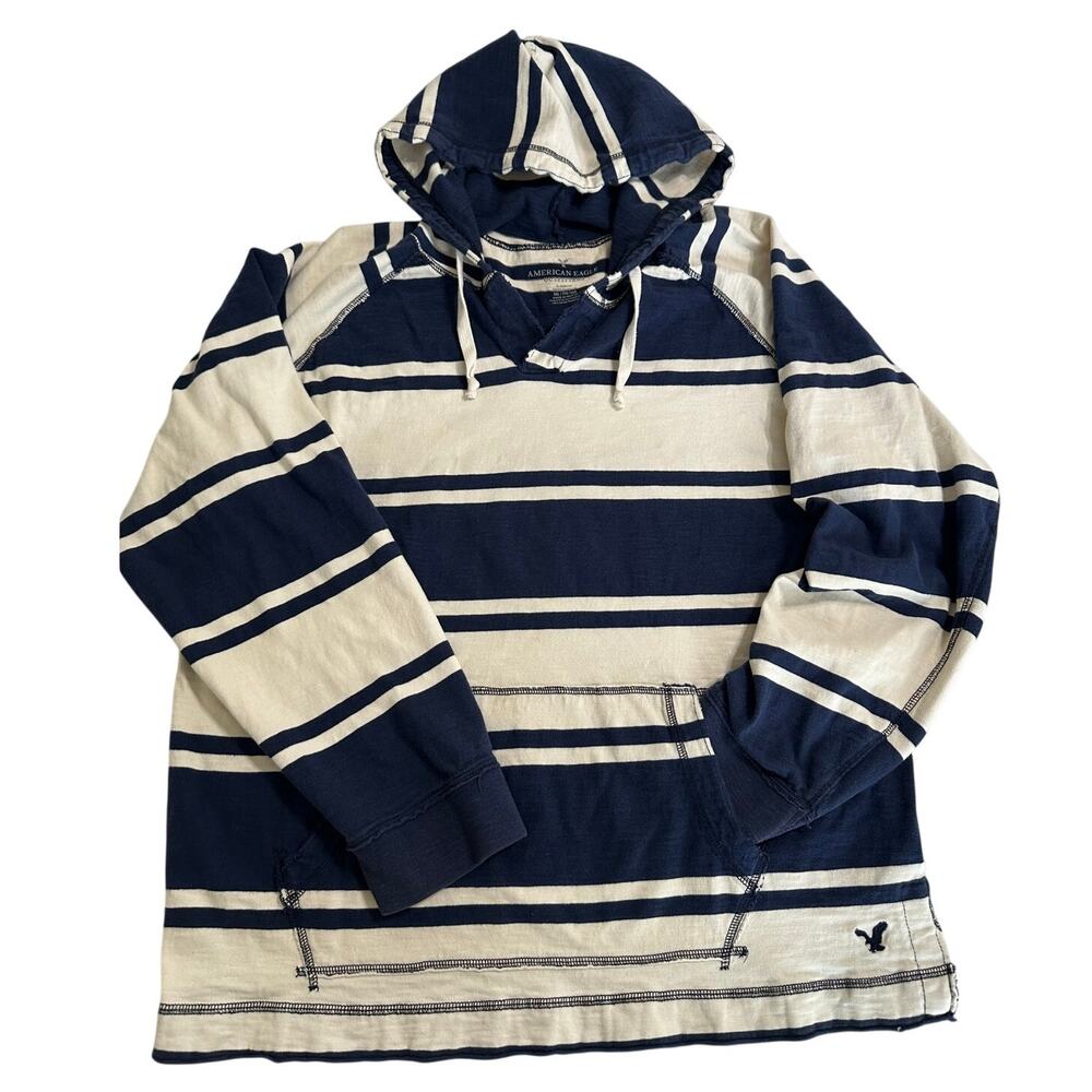 American Eagle Striped Hoodie Pullover Men’s XL